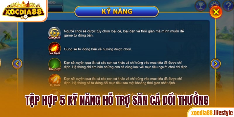 Tập hợp 5 kỹ năng hỗ trợ săn cá đổi thưởng